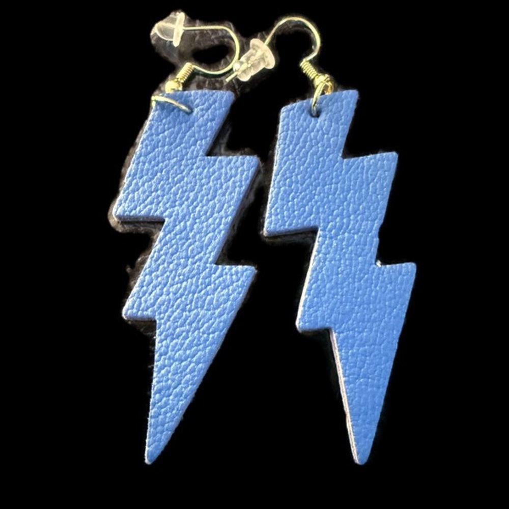 Electric Blue Lightning Bolt Earrings